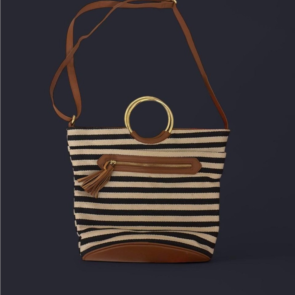 Striped Brown and Black Women's Bag